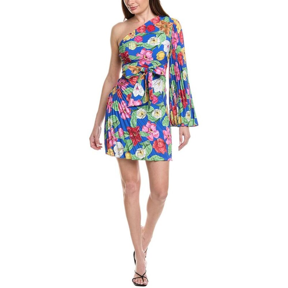 Milly Womens  Linden Tulip Rosette Pleated Mini Dress, Blue